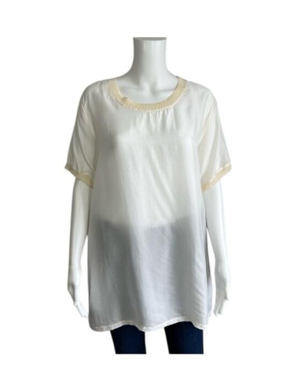 Johnny Was Short Sleeve Cream Tunic - S